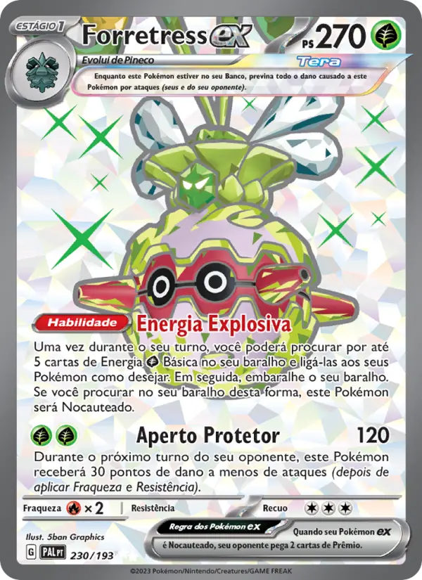 Carta Forretress ex, número 230/193 da coleção Evoluções em Paldea