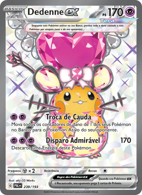 Carta Dedenne ex, número 239/193 da coleção Evoluções em Paldea