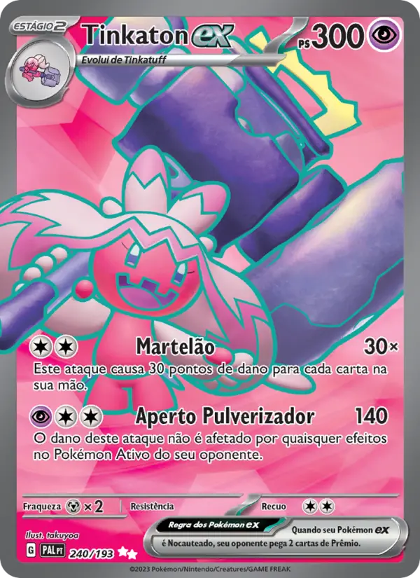 Carta Tinkaton ex, número 240/193 da coleção Evoluções em Paldea