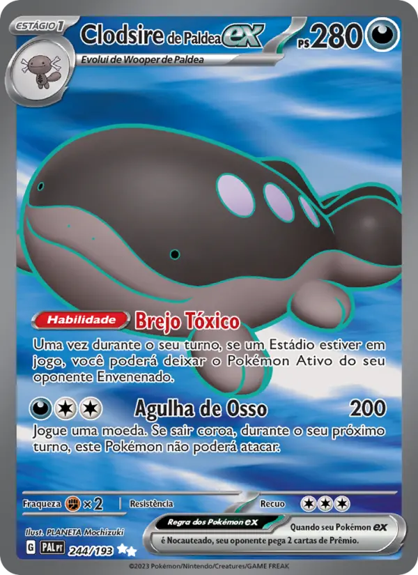 Carta Clodsire de Paldea ex, número 244/193 da coleção Evoluções em Paldea