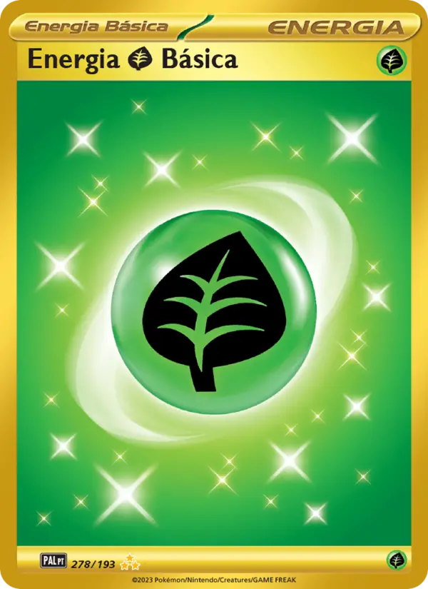Carta Energia Grass Básica, número 278/193 da coleção Evoluções em Paldea