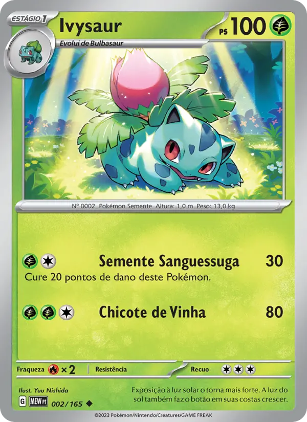 Carta Ivysaur, número 002/165 da coleção 151