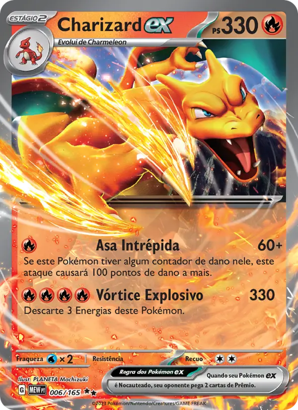 Carta Charizard ex, número 006/165 da coleção 151