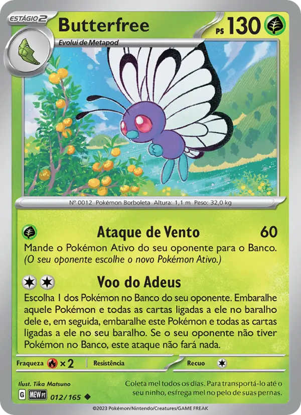 Carta Butterfree, número 012/165 da coleção 151