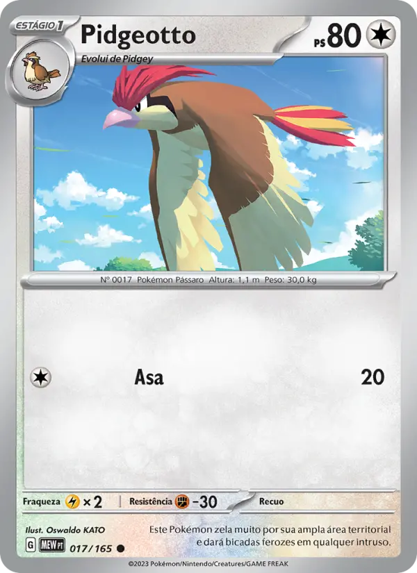 Carta Pidgeotto, número 017/165 da coleção 151