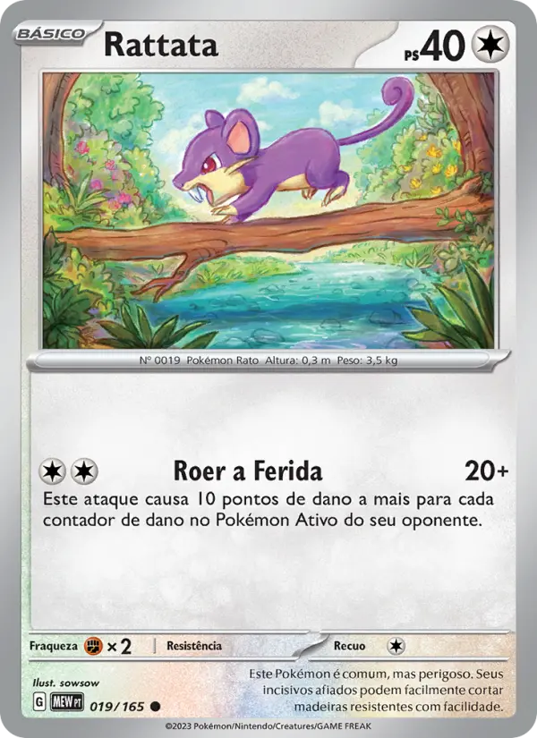 Carta Rattata, número 019/165 da coleção 151