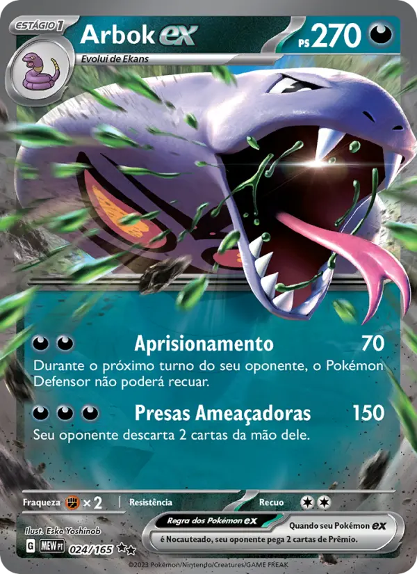 Carta Arbok ex, número 024/165 da coleção 151