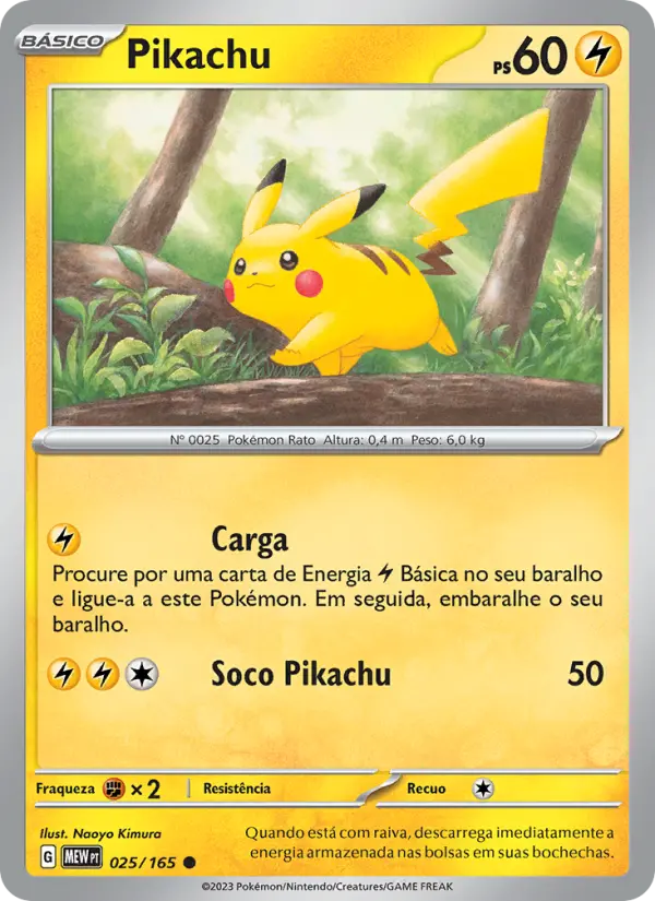 Carta Pikachu, número 025/165 da coleção 151