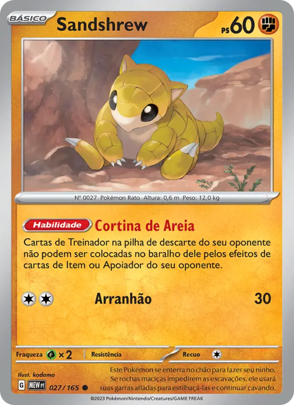 Carta Sandshrew, número 027/165 da coleção 151