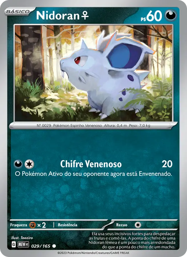 Carta Nidoran♀, número 029/165 da coleção 151