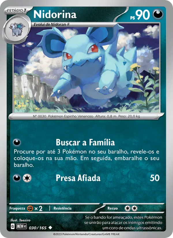 Carta Nidorina, número 030/165 da coleção 151