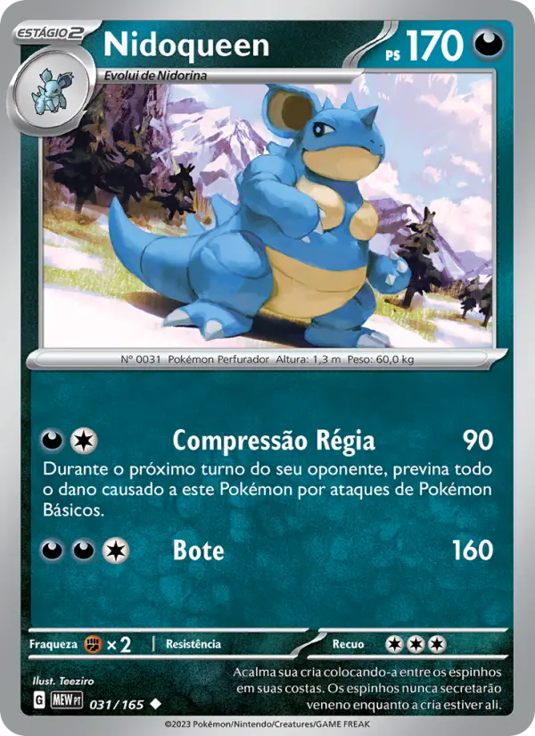 Carta Nidoqueen, número 031/165 da coleção 151