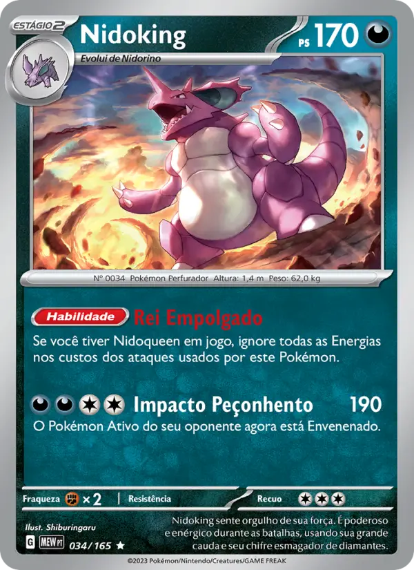 Carta Nidoking, número 034/165 da coleção 151