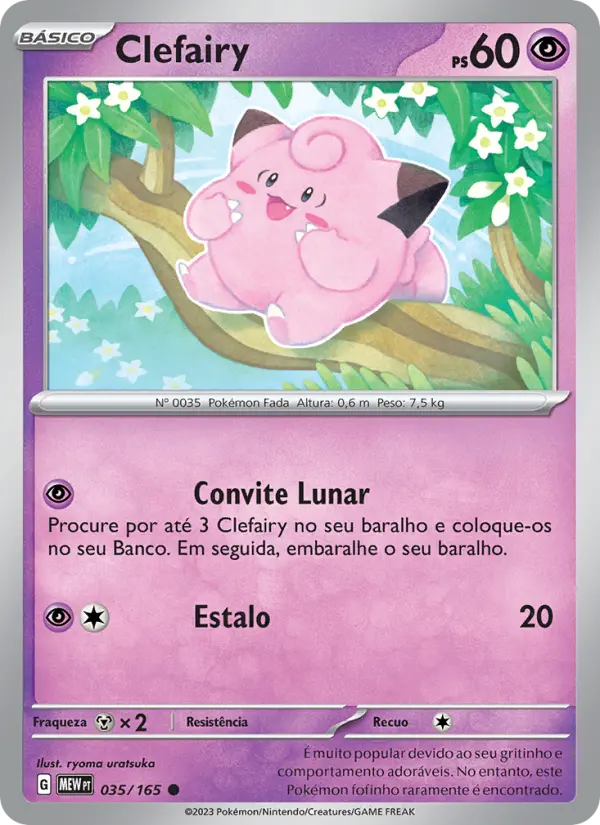 Carta Clefairy, número 035/165 da coleção 151
