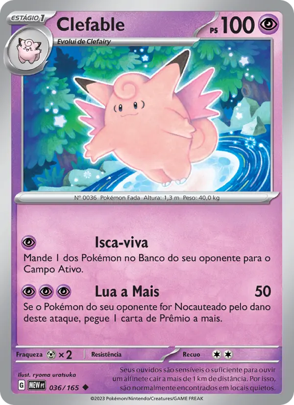 Carta Clefable, número 036/165 da coleção 151