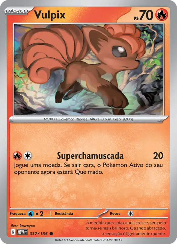 Carta Vulpix, número 037/165 da coleção 151