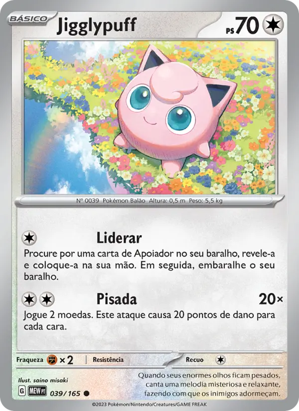 Carta Jigglypuff, número 039/165 da coleção 151