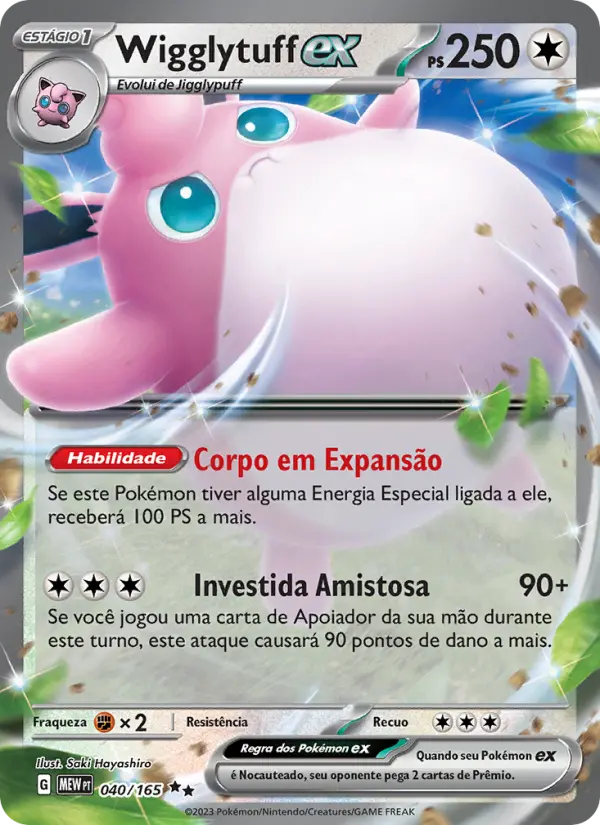Carta Wigglytuff ex, número 040/165 da coleção 151
