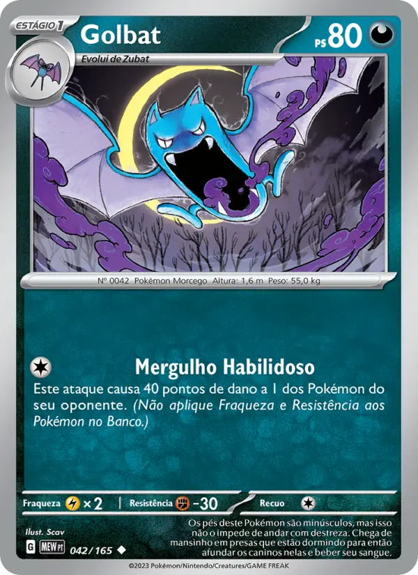 Carta Golbat, número 042/165 da coleção 151