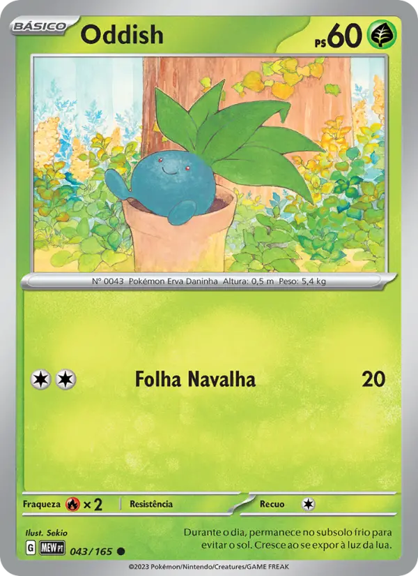 Carta Oddish, número 043/165 da coleção 151