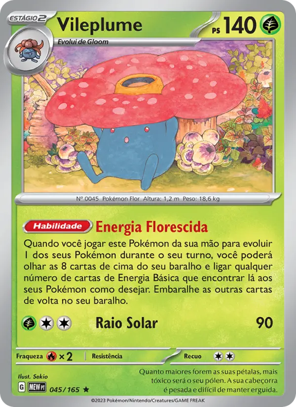 Carta Vileplume, número 045/165 da coleção 151