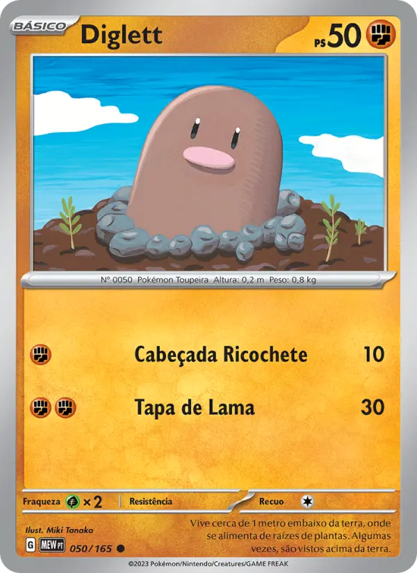 Carta Diglett, número 050/165 da coleção 151