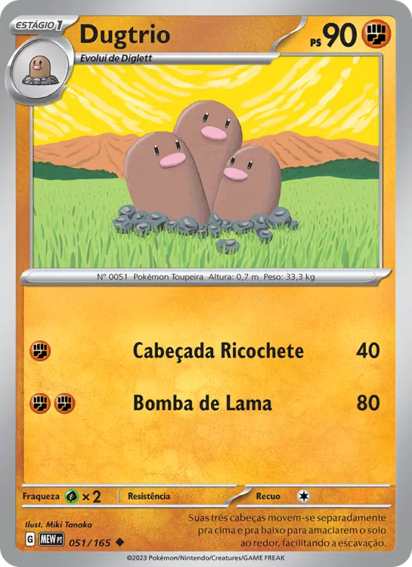 Carta Dugtrio, número 051/165 da coleção 151