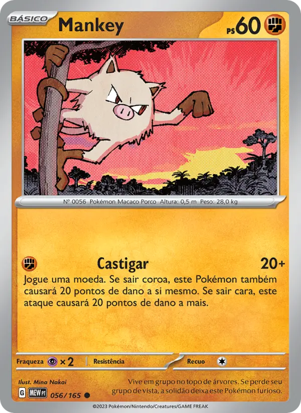 Carta Mankey, número 056/165 da coleção 151