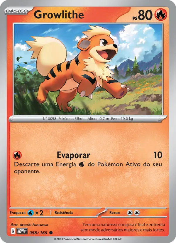 Carta Growlithe, número 058/165 da coleção 151