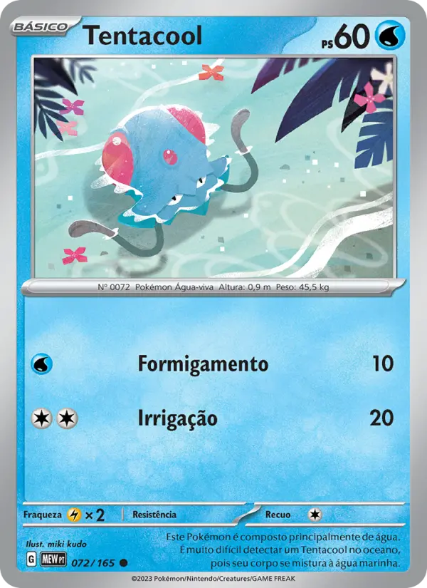 Carta Tentacool, número 072/165 da coleção 151