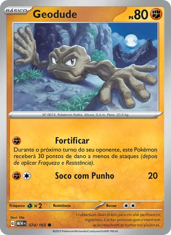 Carta Geodude, número 074/165 da coleção 151