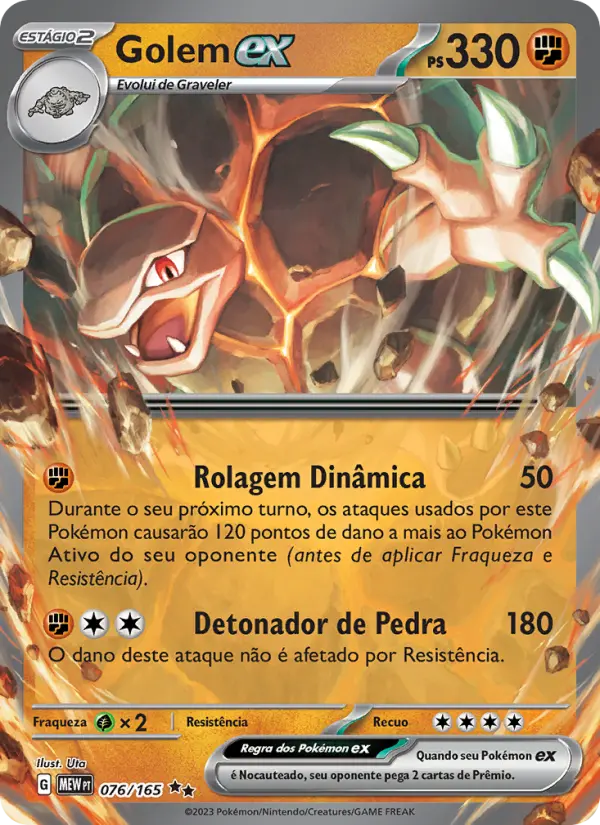Carta Golem ex, número 076/165 da coleção 151