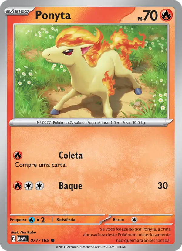 Carta Ponyta, número 077/165 da coleção 151