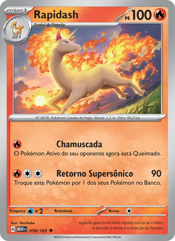 Carta Rapidash, número 078/165 da coleção 151