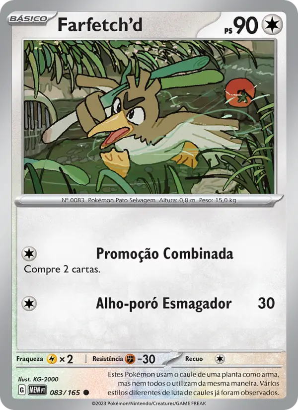 Carta Farfetch'd, número 083/165 da coleção 151
