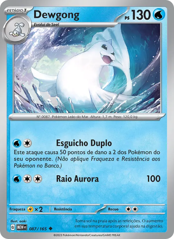 Carta Dewgong, número 087/165 da coleção 151