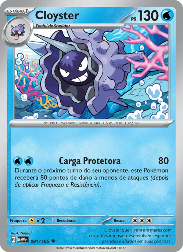 Carta Cloyster, número 091/165 da coleção 151