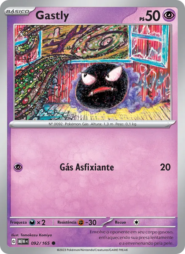 Carta Gastly, número 092/165 da coleção 151