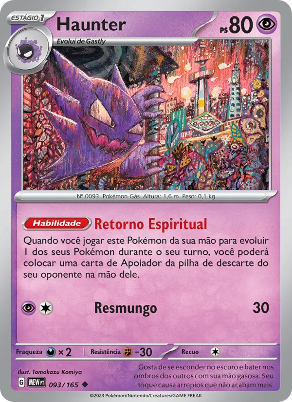 Carta Haunter, número 093/165 da coleção 151