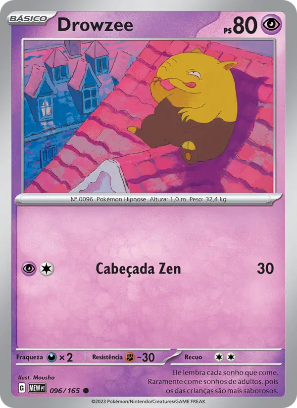 Carta Drowzee, número 096/165 da coleção 151