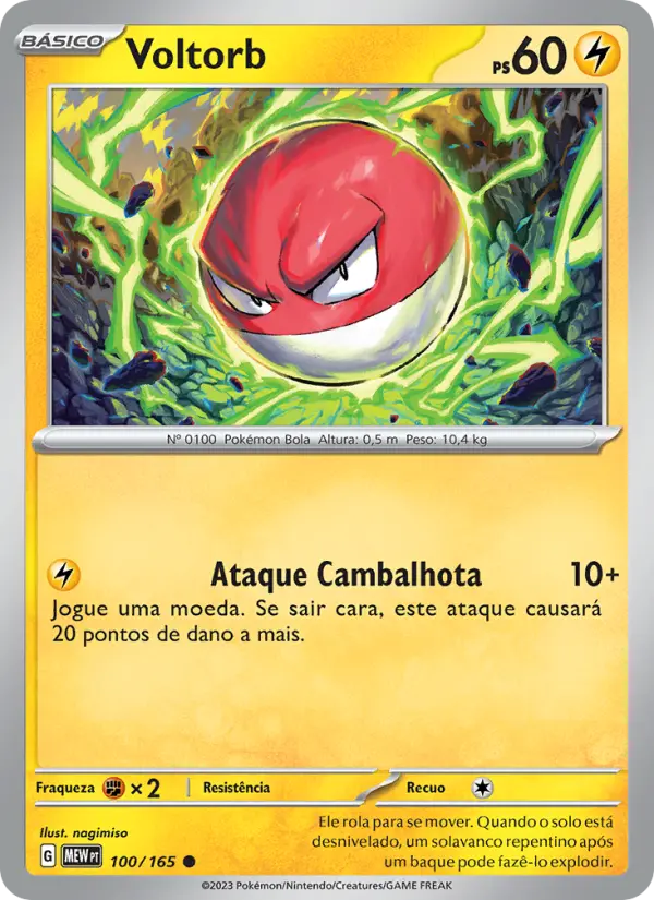 Carta Voltorb, número 100/165 da coleção 151