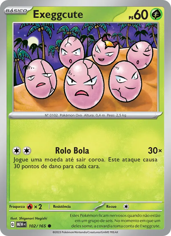 Carta Exeggcute, número 102/165 da coleção 151