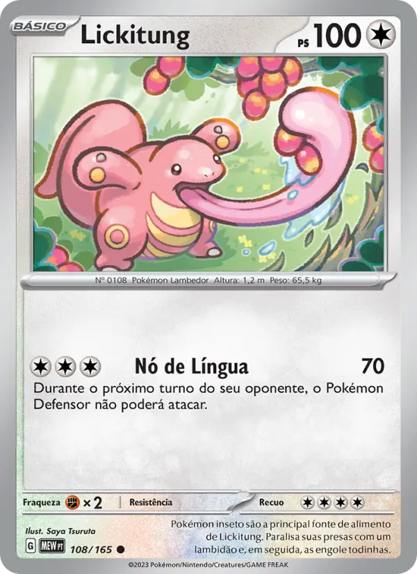 Carta Lickitung, número 108/165 da coleção 151