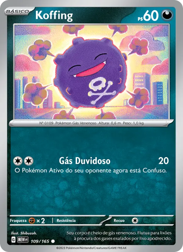 Carta Koffing, número 109/165 da coleção 151