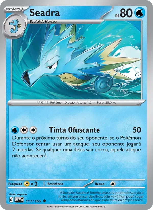 Carta Seadra, número 117/165 da coleção 151