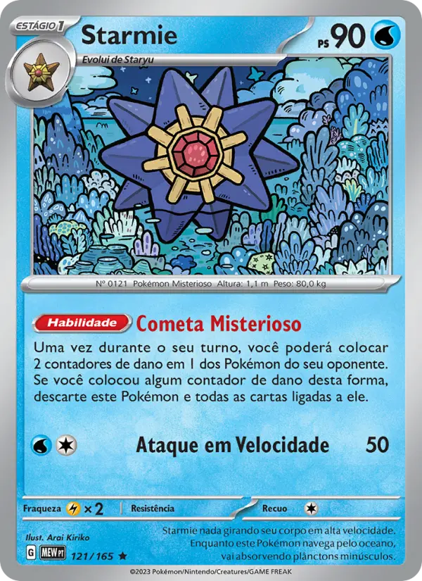 Carta Starmie, número 121/165 da coleção 151