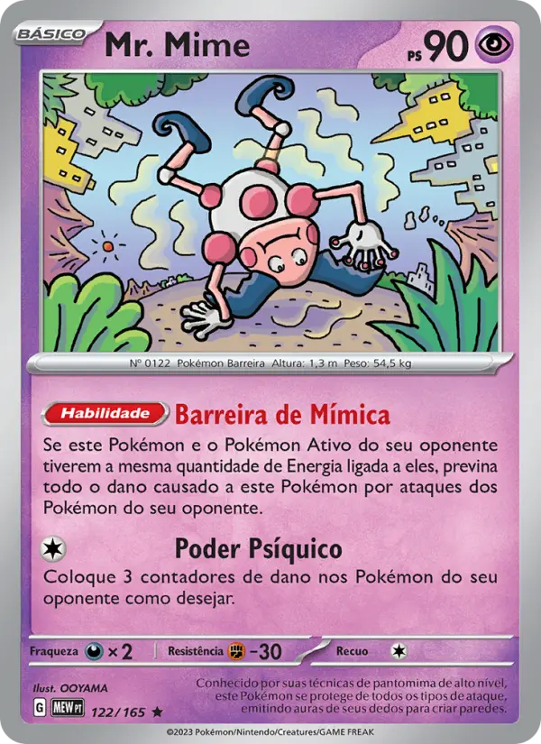 Carta Mr. Mime, número 122/165 da coleção 151