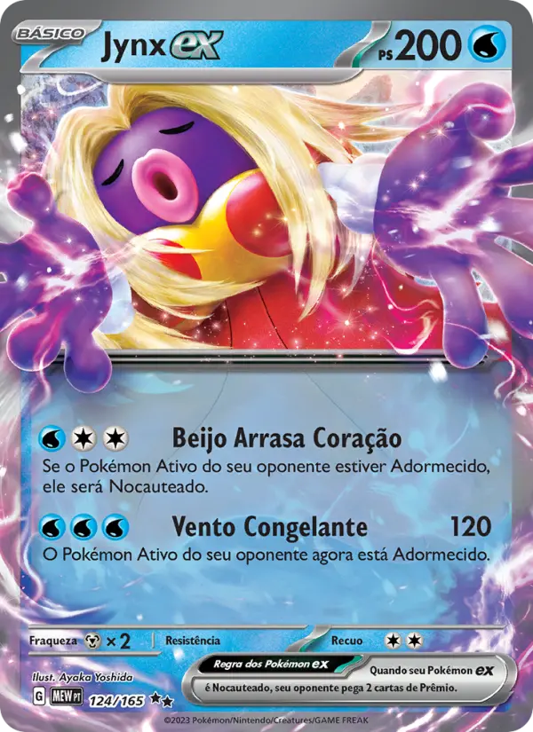 Carta Jynx ex, número 124/165 da coleção 151