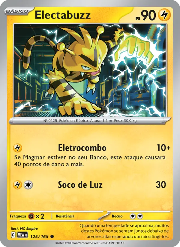 Carta Electabuzz, número 125/165 da coleção 151