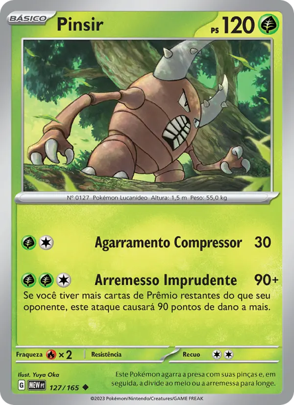 Carta Pinsir, número 127/165 da coleção 151